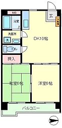 モンターニュ国領 2DKの間取図画像