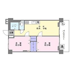 日興パレス羽田 2DKの間取図画像