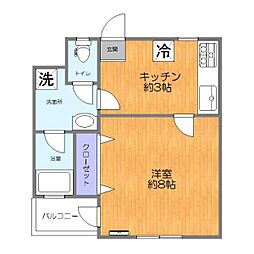 ハイムワカツキ 1Kの間取図画像