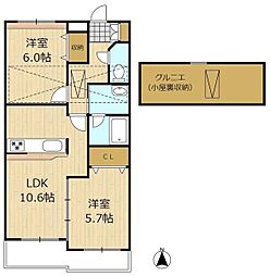 アルペンローゼ 2LDKの間取図画像