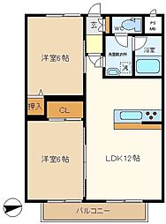 ホリスターマンション 2LDKの間取図画像