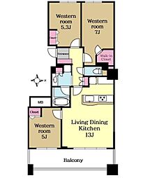 センチュリー水戸サウスゲートタワー 3LDKの間取図画像