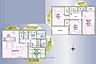 間取り：2階建ての間取りでリビングと和室が1階に配置されています。各部屋には収納スペースが用意され使い勝手に配慮されています。2階にはバルコニーもあり各部屋が十分な広さを確保しています。