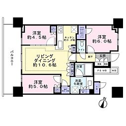 URAWA THE TOWER 3LDKの間取図画像
