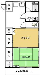 時田ビル 2DKの間取図画像