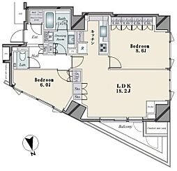 ザ・パークハウス西麻布レジデンス 2LDKの間取図画像