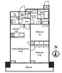 ザ・パークハウス晴海タワーズティアロレジデンス 2LDKの間取図画像