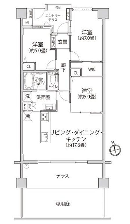 《間取り》■リビング中心の新生活。光を取り入れる開放的な設計で居心地の良い時間を演出します。南向きのLDKは17.6帖の快適空間。