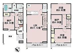 A号棟ビルトイン車庫南道路リビング階段都市ガス