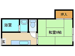 藤コーポ東 1Kの間取図画像