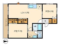 メゾンドール 2LDKの間取図画像