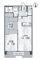 パデシオン宇治三室戸2番館 2LDKの間取図画像
