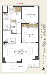 ローレルコート宇治木幡 1SLDKの間取図画像