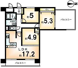 アルモード京都西院 3LDKの間取り