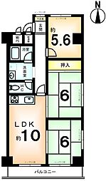 向陽セントラルハイツ 3LDKの間取図画像