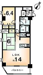 デルフィ西大路 2LDKの間取図画像