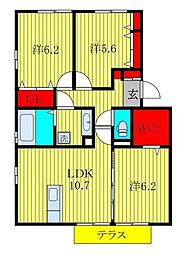 アスティル 3LDKの間取図画像