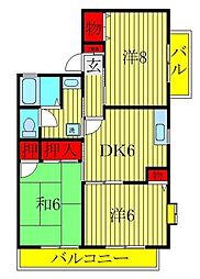 グランドサン五番館 3DKの間取図画像