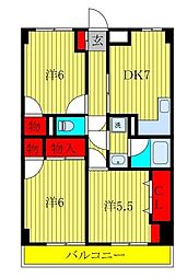 プリティ西都賀 3DKの間取図画像