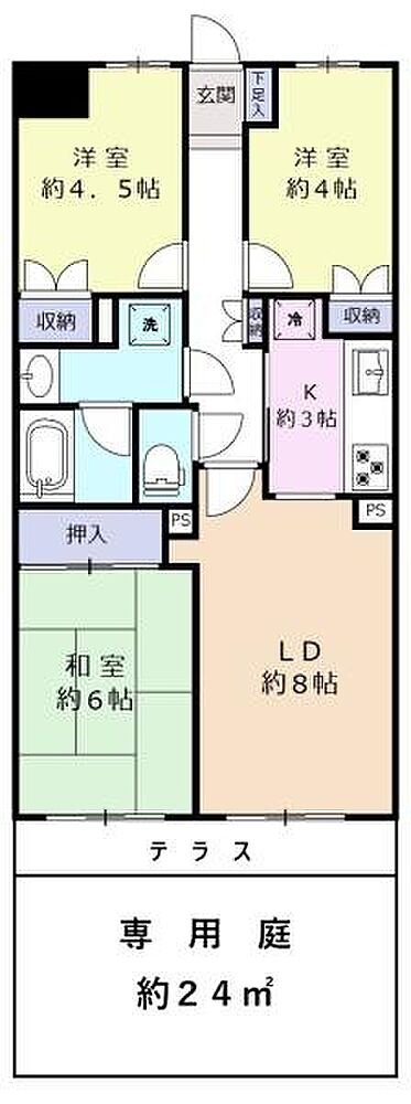 南向き専用庭付の3LDKです。
