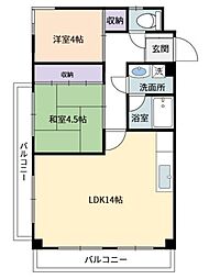 相武台駅前スターハイツ 2LDKの間取図画像