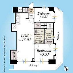 青葉台フラワーマンション 2LDKの間取図画像