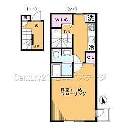 東急大井町線 荏原町駅 徒歩8分の賃貸アパート 2階1Kの間取り