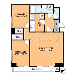サクシード上池台 2LDKの間取図画像