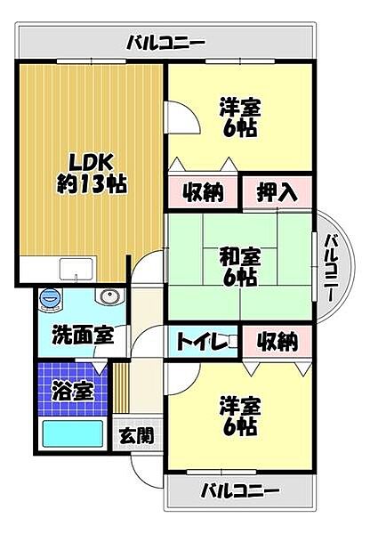 メゾンアザレア ｜大阪府富田林市甲田１丁目(賃貸マンション3LDK・6階・67.22㎡)の写真 その2