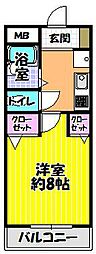 キャッスル山村B棟 1Kの間取図画像