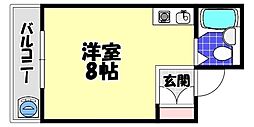 喜志マンション ワンルームの間取図画像