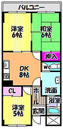 グレースコート青葉丘 3DKの間取図画像