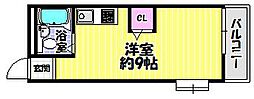 YTSマンション喜志 ワンルームの間取図画像