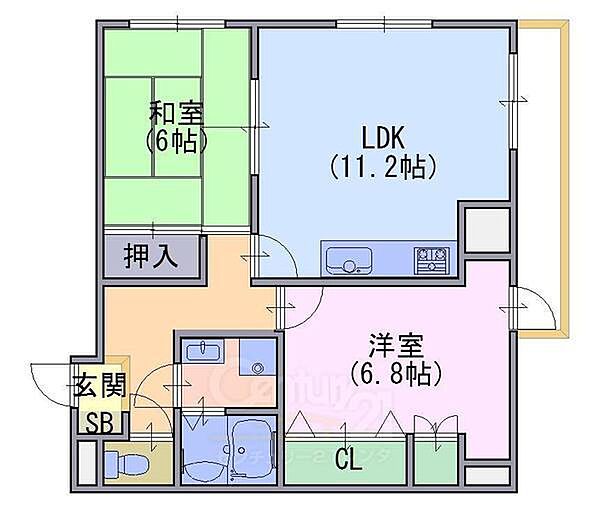 ソレーユYAMADA ｜京都府長岡京市野添２丁目(賃貸マンション2LDK・1階・58.00㎡)の写真 その2