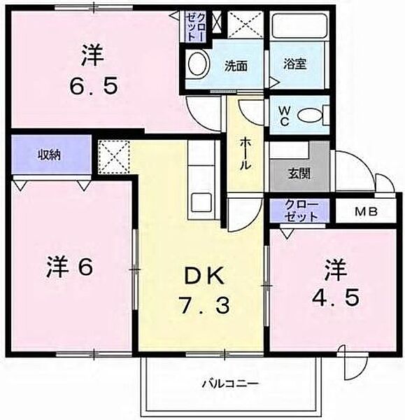 リーブラＫＯＧＡ 205｜京都府京都市伏見区久我森の宮町(賃貸アパート3DK・2階・53.41㎡)の写真 その2