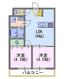 SAKURA VILLAGE 2階2DKの間取り