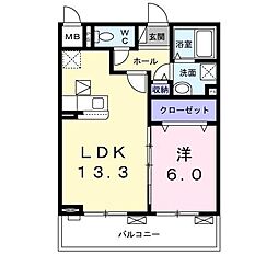 エスポワール4 1階1LDKの間取り