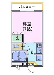 グロリアハイツ 1Kの間取図画像