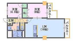 グランパール 2LDKの間取図画像