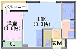 ステージ長岡天神 1LDKの間取図画像