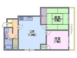 ディアパレス向日 2LDKの間取図画像