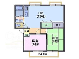 ヴィラ・コンフォートパート1 2LDKの間取図画像