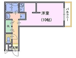アルナージ長岡京 1Kの間取図画像
