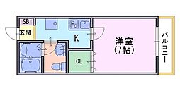 ルネットアダチ弐番館 1Kの間取図画像