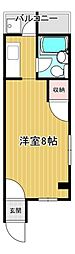 カルフール山崎 1Kの間取図画像