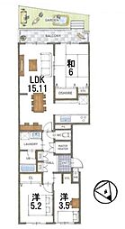 椿ハイツ瀬田川 3LDKの間取図画像