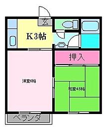 パナハイツ常磐 2Kの間取図画像