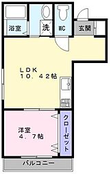 エフスタイル羽衣2号館 1LDKの間取図画像