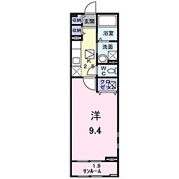 ノアガーデン 1Kの間取図画像
