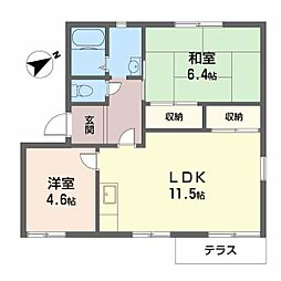 ル・アーブルA棟 2LDKの間取図画像